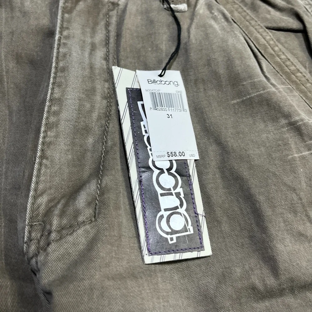 NWT Billabong Cargo Pants 31x30‎ Brown Baggy Wide Leg Surf Skater Vintage Y2K